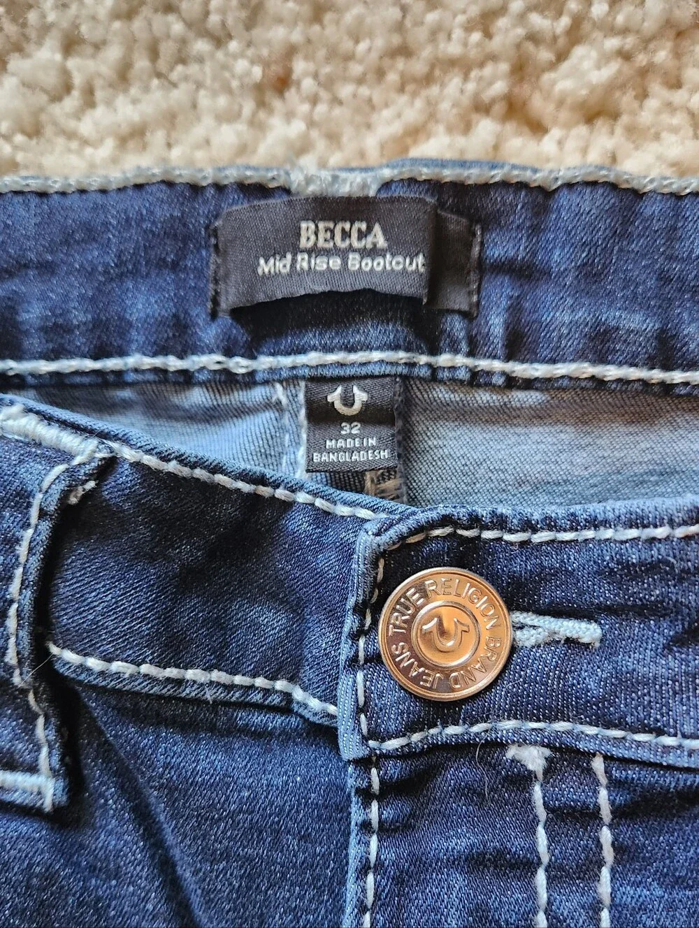 True Religion Women's Dark Blue Becca Mid Rise Bootcut Jeans - Picture 3 of 12